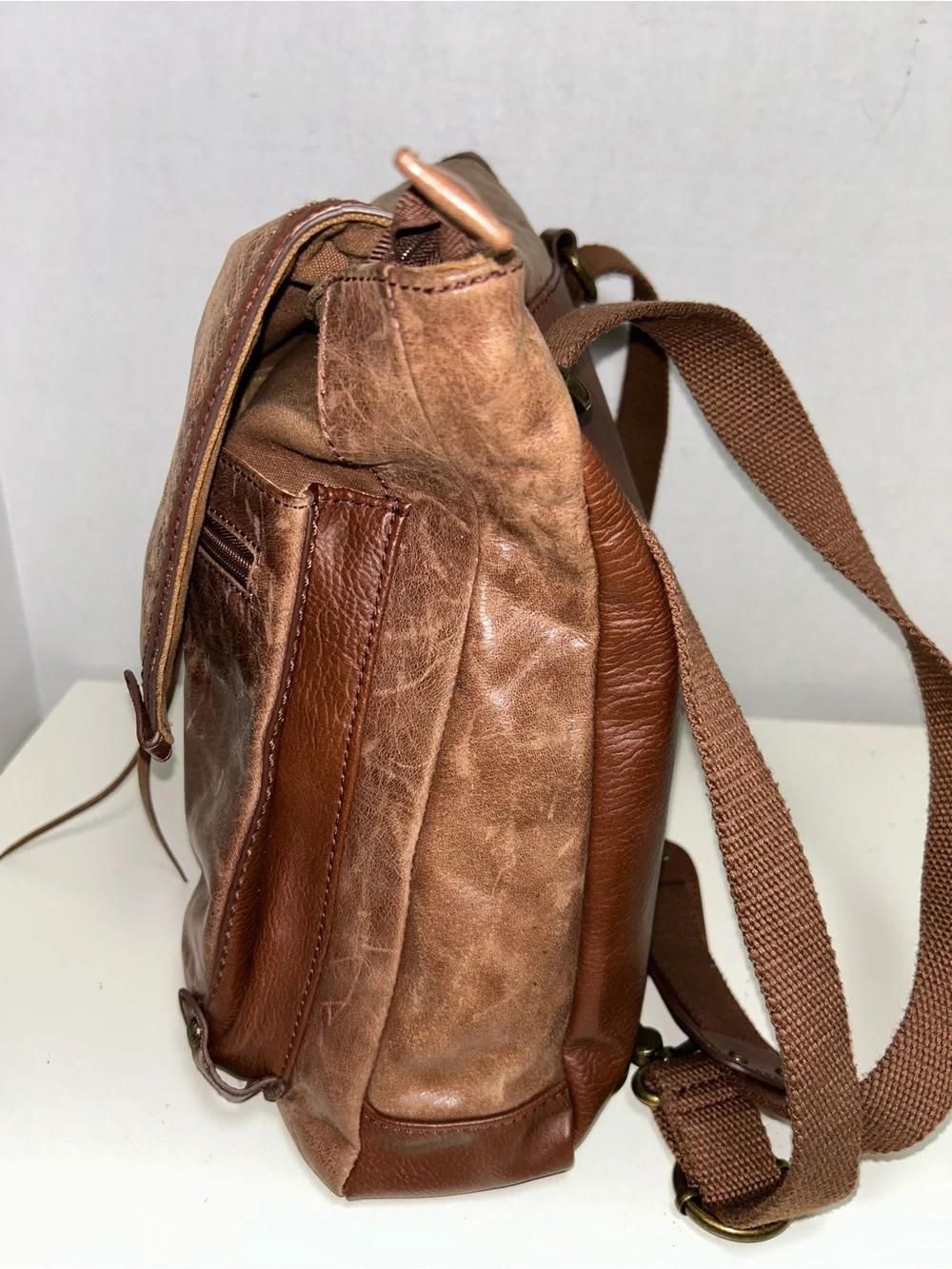 The Sak Ventura Convertible Brown Leather Backpack Shoulder Bag Crossbody - Picture 8 of 12